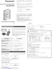 Panasonic RQ-SW33V Operating Instructions Manual