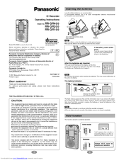 Panasonic RRQR400 - IC RECORDER Operating Instructions Manual