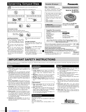 Panasonic SLMP36C - PORT. CD PLAYER Operating Instructions Manual