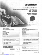 Panasonic SB-W500 Operating Manual