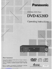 Panasonic DVD-K520 Operating Instructions Manual