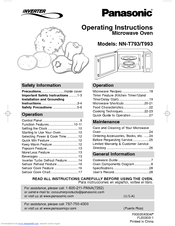 Panasonic NN-T993 Operating Instructions Manual