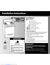 Whirlpool FGP300JN0 Installation Instructions Manual