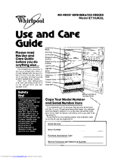 Whirlpool ET16JKXL Use And Care Manual