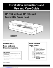 Whirlpool RH4836 Series Installation Instructions And Use And Care Manual