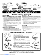 Broan UXT3030AA Series Installation Instructions Manual