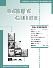 Maytag Oversized Capacity Plus Washer MAV-4 User Manual