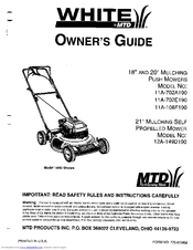 White 12A-149D190 Owner's Manual