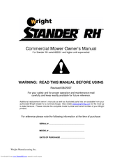 Wright Manufacturing Stander RH 28551 Owner's Manual