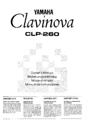 Yamaha Clavinova CLP-260 Owner's Manual