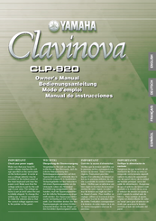 Yamaha Clavinova CLP-920 Owner's Manual