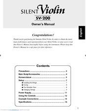 Yamaha Silent Violin SV-200 Owner's Manual