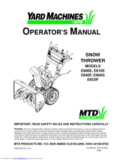 Yard Machines E660G Operator's Manual