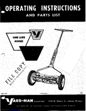 Yard-Man 0611-213 Operating Instructions And Parts List