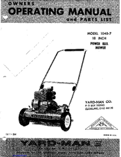 Yard-Man 1040-7 Owners Operating Manual And Parts List