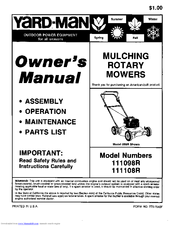 Yard-Man 111098R Owner's Manual