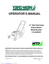 Yard-Man 11A-589C401 Operator's Manual