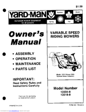 Yard-Man 13518-8 Owner's Manual
