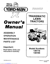 Yard-Man 13618S Owner's Manual