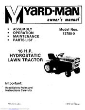 Yard-Man 13780-0 Owner's Manual