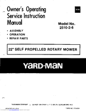 Yard-Man 2510-2-6 Owner's Operating Service Instruction Manual