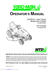 Yard-Man AutoDrive 247.274020 Operator's Manual
