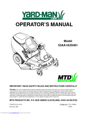 Yard-Man 53AA1A3G401 Operator's Manual