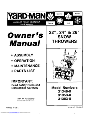 Yard-Man 31340-8 Owner's Manual