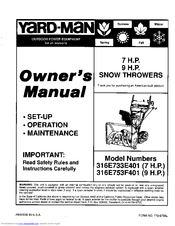 Yard-Man 316E733E401 Owner's Manual
