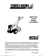 Yard-Man 21A-458B401 Instructions Manual