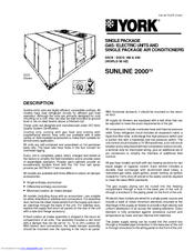 York SUNLINE 2000 D3CE Product Manual