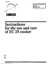 Zanussi EC28 Instructions For The Use And Care
