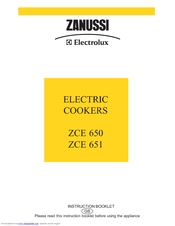 Zanussi ZCE 651 Instruction Booklet