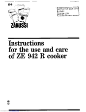 Zanussi ZE 942 R Instructions For The Use And Care