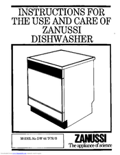 Zanussi DW 66 TCR/B Instructions For Use And Care Manual