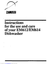 Zanussi EM612 Use And Care Instructions Manual