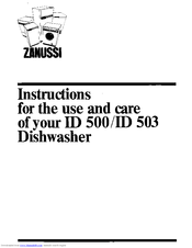 Zanussi U05019 ID 500 Instructions For Use And Care Manual