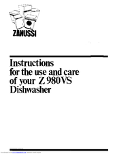Zanussi Z980VS Use And Care Instructions Manual