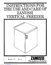 Zanussi DV 45 Use And Care Manual