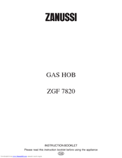 Zanussi ZGF 7820 Instruction Booklet