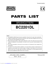 Zenoah BC2201DL Parts List