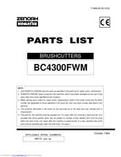 Zenoah BC4300FWM Parts List