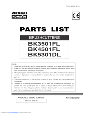 Zenoah BK4501FL Parts List
