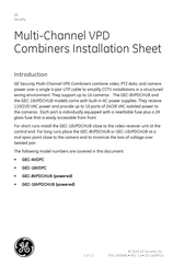 GE GEC-16VPDCHUB Installation Sheet