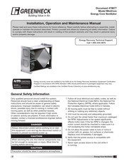 Greenheck MiniCore Series Installation, Operation And Maintenance Manual