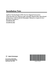 Agilent Technologies E4438CK-601 Installation Note