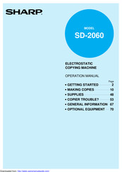Sharp SD-2060 Operation Manual