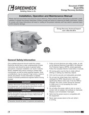 Greenheck ERVe Series Installation, Operation And Maintenance Manual