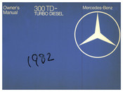 Mercedes-Benz 300 TD-TURBO DIESEL 1982 Owner's Manual