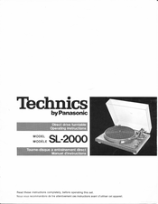 Panasonic Technics SL-2000 Operating Instructions Manual
